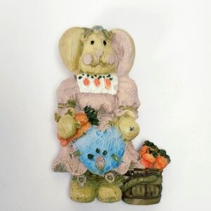 Vintage Bunny Rabbit Pin Back Lapel Pin, Sack Of Carrots,  1990s Country Bumpkin